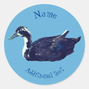Black Duck Farm Animal Personalised Classic Round Sticker