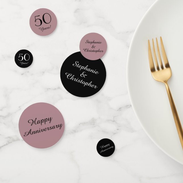 Black Dusty Rose 50th Anniversary Table Decoration Confetti (Group)