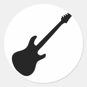 black e-guitar icon classic round sticker