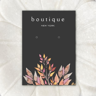 Black Earthy Leaves Jewelry Earring Display Card