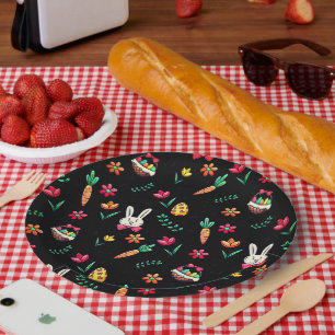 Black Easter Pattern Paper Plates