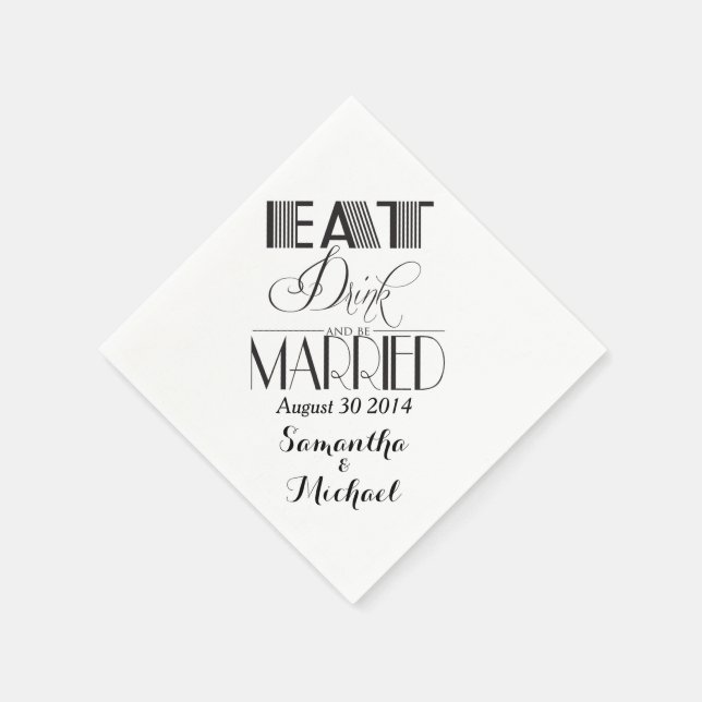 Black Eat Drink Be Married Napkin (Corner)