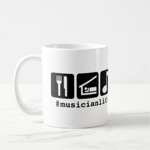 Black Eat Sleep Music Icons Coffee Mug