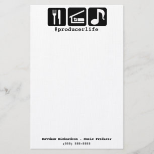 Black Eat Sleep Music Icons Stationery