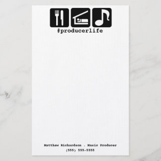 Black Eat Sleep Music Icons Stationery