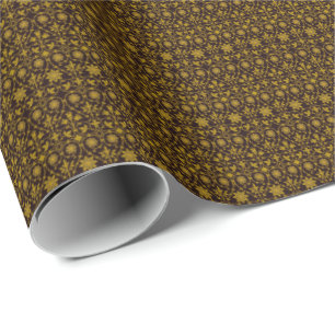 Black Ebony and Gold Filigree Pattern Wrapping Paper