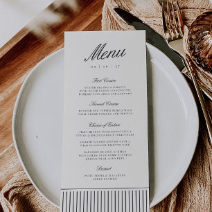 Black & Ecru Classic Pinstripe Wedding Menu