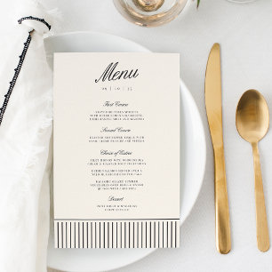 Black & Ecru Classic Pinstripe Wedding Menu