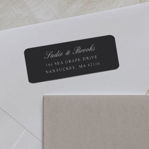 Black & Ecru Classic Script Return Address Label