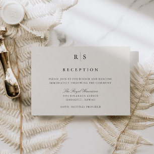 Black & Ecru Monogram Wedding Reception Enclosure Card