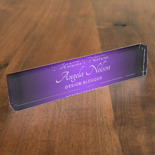 Black Edge Blue Violet Ombre Nameplate