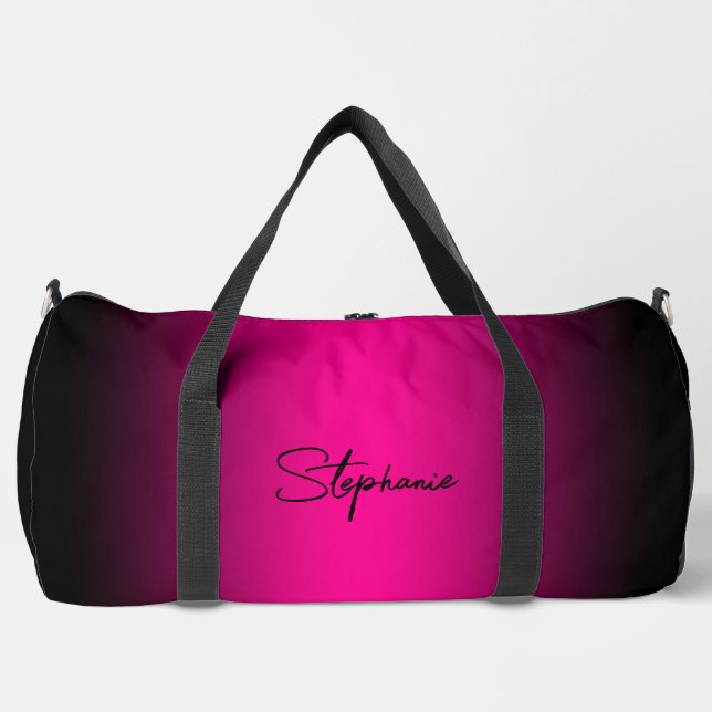 Black Edge Magenta Gradient Duffle Bag (Front)