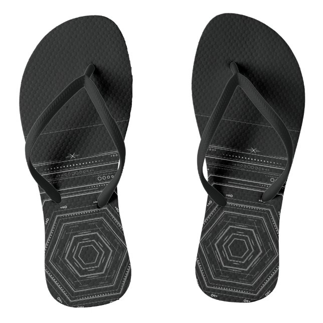 Black edgy tribal geometry thongs (Footbed)