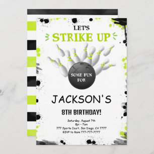 Black Editable Bowling Invitation
