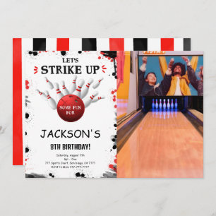Black Editable Bowling Photo Invitation