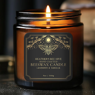Black Editable Witchy Tarot Honeybee Candle Label