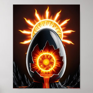Black egg with sun poster