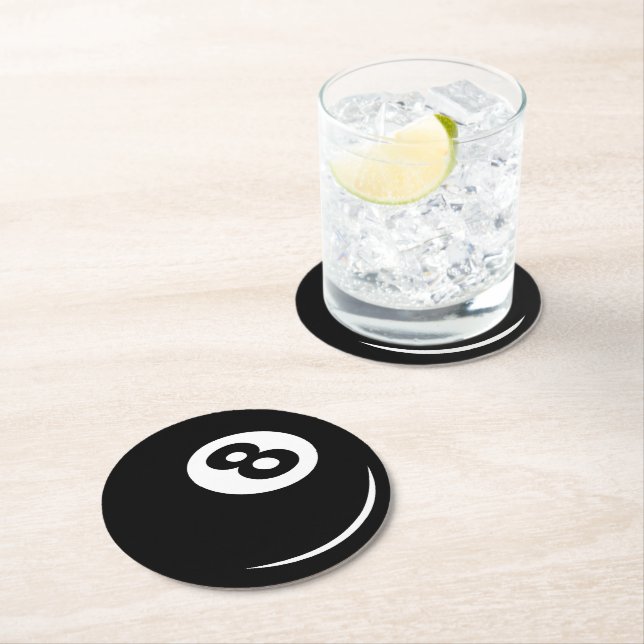 Black eight ball coasters for Birthday party (Insitu)