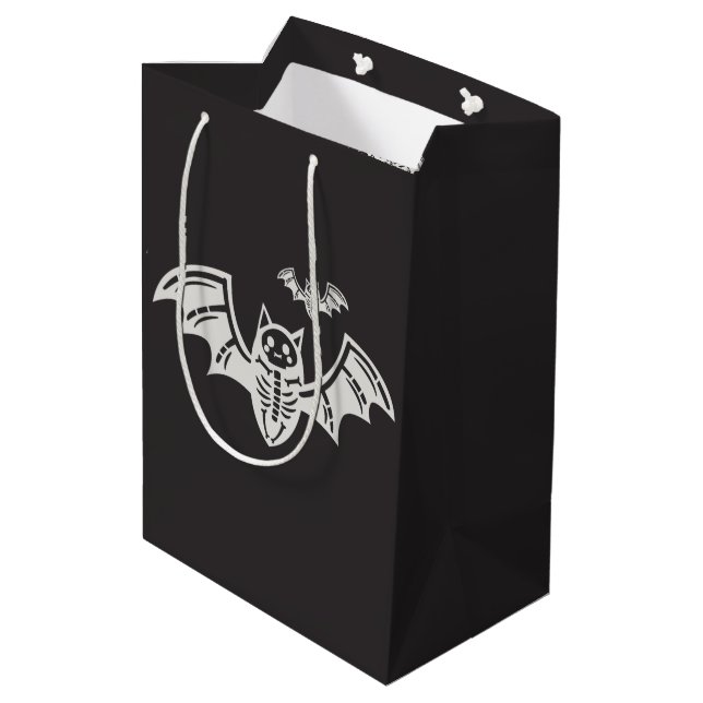 Black Elagant Halloween Party Medium Gift Bag (Back Angled)