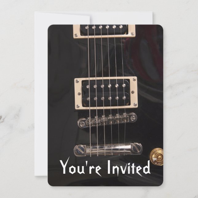 Black Electric Guitar Birthday Party Invitations (Front)