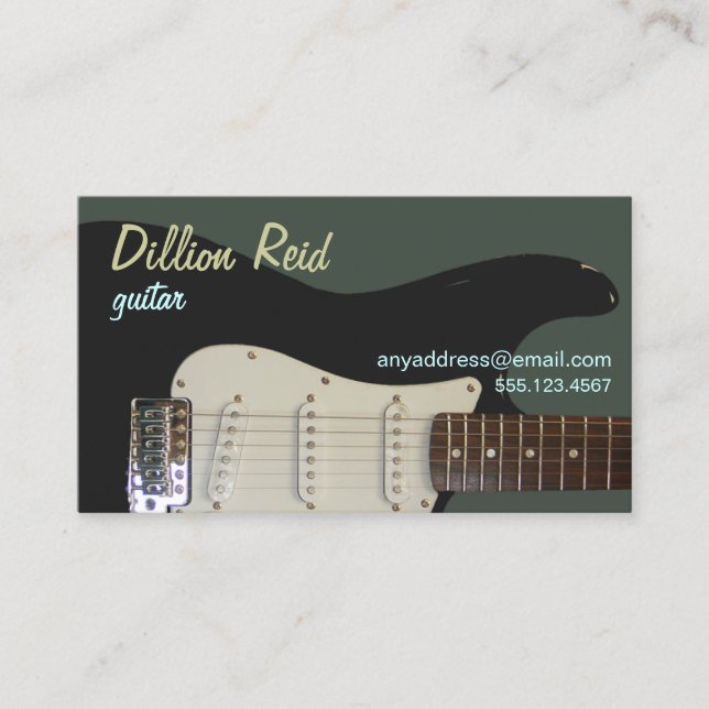 Black Electric Guitar Business Card (Front)