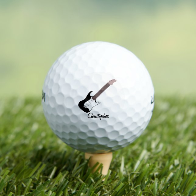 Black Electric Guitar Design Golf Balls (Insitu Tee)