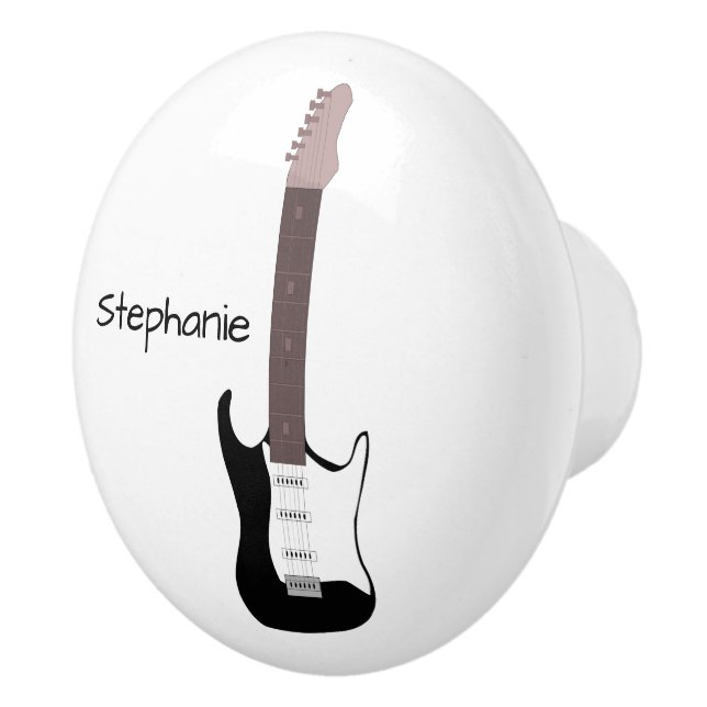 Black Electric Guitar Design Personalised Ceramic Knob (Right)