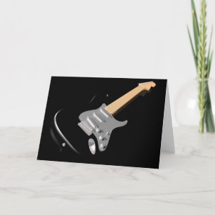 Black Electric Guitar Greeting Cards
