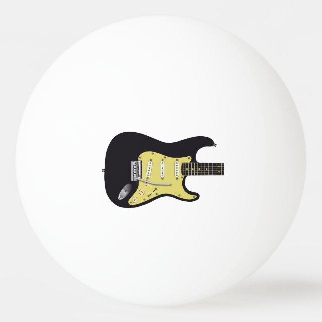 Black Electric Guitar Ping Pong Ball (Front)