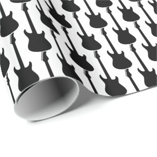 Black Electric Guitar Stripes on White Wrapping Paper