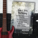 Black Electric Guitar Teen Sons Birthday Invitation<br><div class="desc">Birthday party invitations for a teenager.  Grunge guitar design with hand-printed font in black.  Black and white,  neutral tones with bricks and splotches.  Customise text in two places for a teen boy's birthday party.  Buy as a printed or downloadable card to easily share with friends and family.</div>