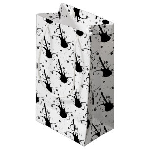 Black Electric Guitar with Floral Pattern Small Gift Bag