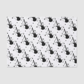 Black Electric Guitar with Floral Pattern Tissue Paper