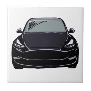Black Electric Vehicle SUV Car Drawing Ceramic Tile