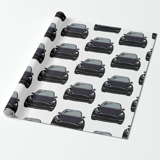 Black Electric Vehicle SUV Car Wrapping Paper (Unrolled)