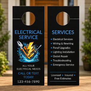 Black Electrical Electrician Service Professional Door Hanger