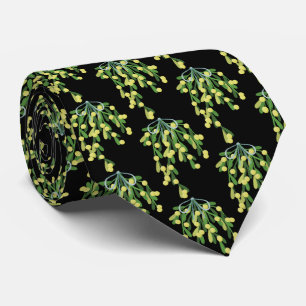 Black elegance Christmas mistletoe Tie
