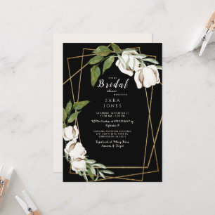 Black Elegance Cotton Foliage Bridal Shower Invitation