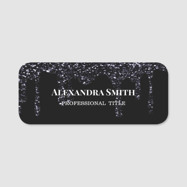 Black elegance drips name tag (Front)