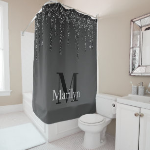 BLACK ELEGANCE GLITTER   SHOWER CURTAIN