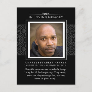 Black Elegance Sympathy Thank You Photo PostCard