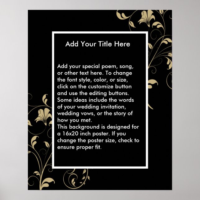 Black Elegance Wedding Poster (Front)