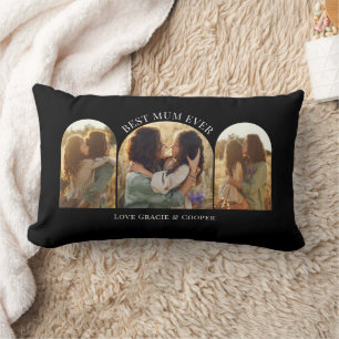 Black elegant arch multi photo best mum lumbar cushion