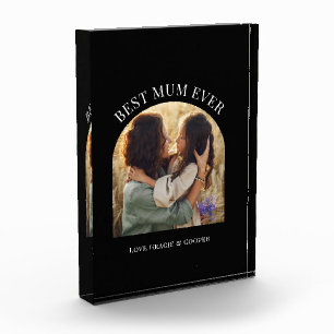 Black elegant arch photo typography best mum block