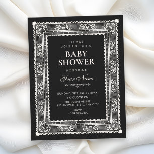 Black elegant baby shower invitation