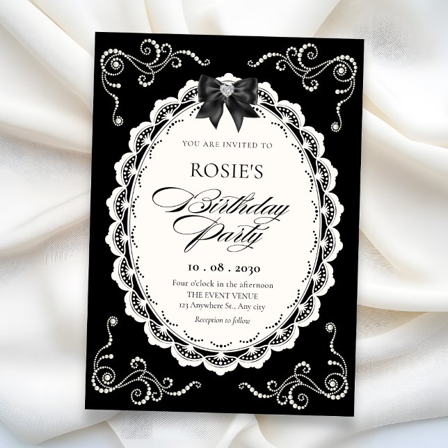 Black Elegant birthday Invitation (Creator Uploaded)