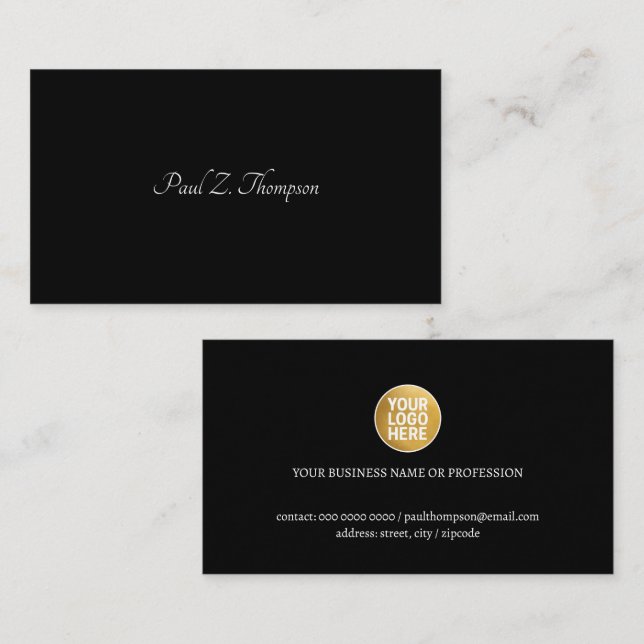Black Elegant Business Card with Logo