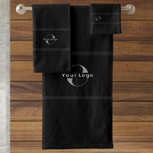 Black Elegant Business logo Hotel company brand Bath Towel Set