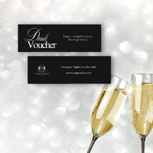 Black Elegant Calligraphy Business Logo Voucher  Mini Business Card