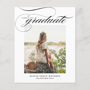Black Elegant Calligraphy Graduation Invitation